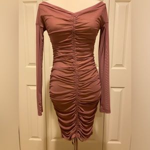 Dusty Rose Mini Ruched Dress - Size Medium